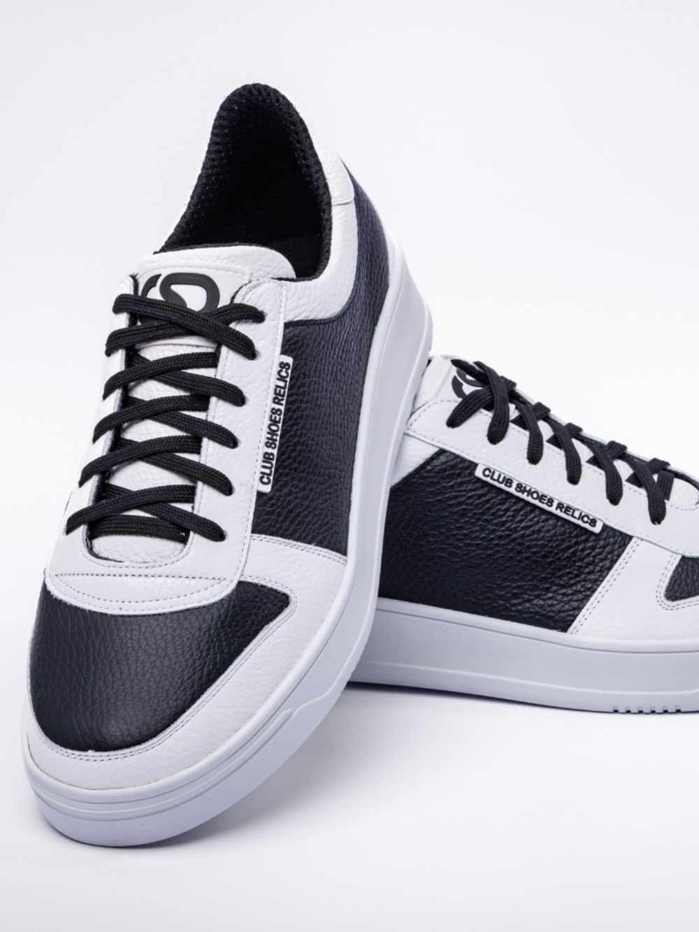 Club Shoes Relics Men Premium Leather Sneaker White-Black "Botafogo"